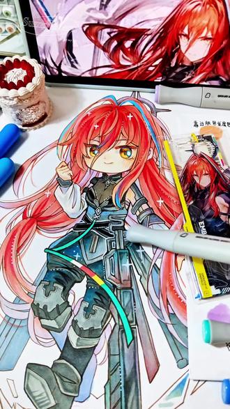 这里也顺便发发,画的是#明日方舟终末地 余烬的#原创同人图 ,用的是#歌马马克笔 ,#终末地公测