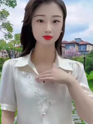 【专柜正品】刺绣短袖显瘦衬衣,网红夏季内搭设计轻奢加宽加大女装#甜美女孩穿搭 #穿出你的时尚你的感觉 #抖出你的公主范儿 #我的魅力不止一面