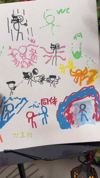 用画笔记录想象中的故事之火柴人大战#亲子教育 #画画#讲故事#小小少年