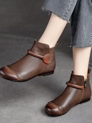 #杰骤复古短靴#软底软面妈妈鞋#气质高档女鞋#两款可选 @抖音小助手