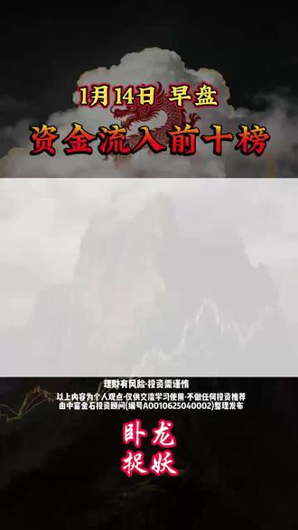 1.14资金流入前十榜#股票#财经
