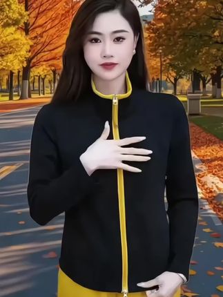 秋冬时尚加厚洋气百搭修身显瘦2025年新款设计感长袖上衣双头拉链,视频同款