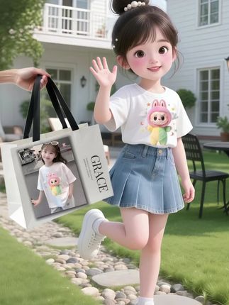 女童卡通短袖T恤 #女童穿搭 #生女儿就是用来打扮的 #女童短袖t恤 #拉布布 #夏日穿搭小心机 @抖加🔥上热门🔥dou+🔥热点宝 @抖音创作小助手