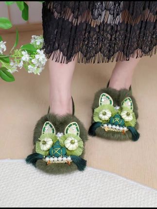 爆款虎头鞋纯手工布鞋国潮正宗老北京布鞋汉服鞋平底女式单鞋墨绿#虎头鞋 #布鞋#汉服鞋