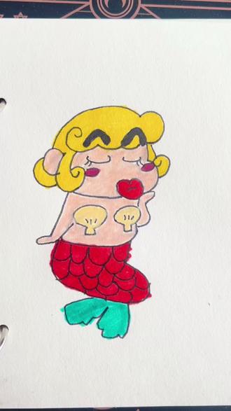 哥哥和姐姐谁画美人鱼好看 #美人鱼#画画#简笔画#美人鱼绘画 #一起学画画