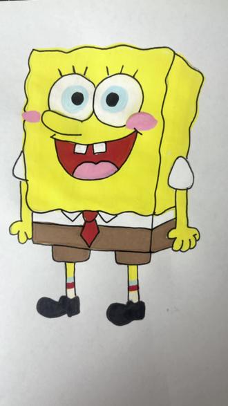 海绵宝宝来啦,大年初六祝我的粉丝宝宝们年年顺顺顺!#简笔画 #动画片人物#零基础学画画 #海绵宝宝 #画画