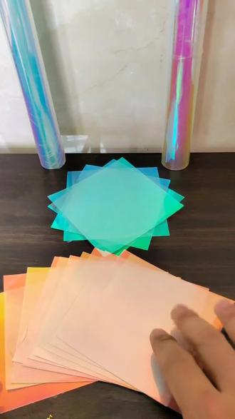 PET环保食品级幻彩镭射胶片,不同角度观察色彩都不同#手工折纸 #手工 #手工制作 #创意手工 #折纸