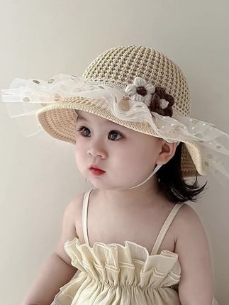 儿童草帽夏季透气婴儿遮阳帽可爱公主超萌遮阳女童帽子批发#夏季遮阳帽 #潮宝穿搭