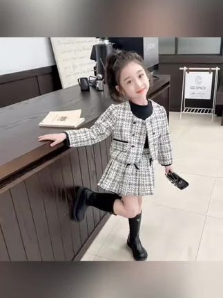 女童洋气小香风套装裙春秋2025新款儿童秋装时髦外套女宝韩版套裙