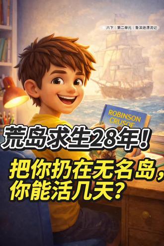 六年级必看!这部硬核“生存教科书”,专治各种不想学
六下第5课《鲁滨逊漂流记(节选)》——开局一场海难,装备全靠捡!看英国水手鲁滨逊如何在荒岛上疯狂建房、驯养山羊、种植大麦,甚至开启净水新副本!
#小学语文 #小学语文怎么学#六年级语文#知识点总结#六年级下册语文笔记
