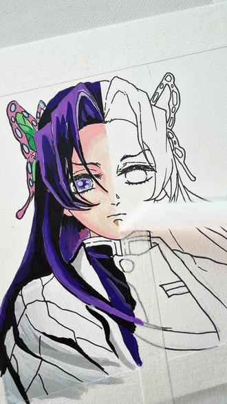 新手如何选笔#二次元绘画 #动漫绘画 #鬼灭之刃 #香奈惠 #蝴蝶姐妹