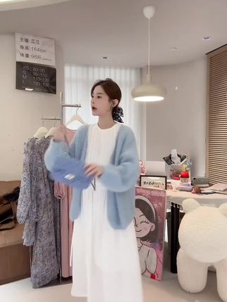 超幼马海自带蓬松感高配比云朵触感宽松万能搭包容针织外套 #甜妹风 #甜系美女 #穿搭 #针织毛衣 #针织