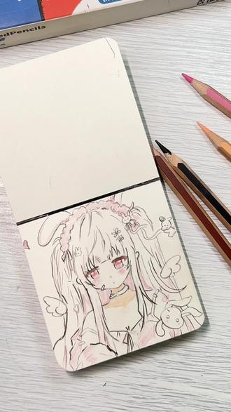 粉丝来图,彩铅画天使兔女郎,看这竟要画多少只兔宝宝 #画画练习打卡 #绘画手绘 #卡通画#彩铅手绘 #画画