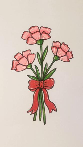 女神节到了,画一束漂亮的康乃馨送给妈妈吧!#女神节 #简笔画 #花束简笔画 #康乃馨简笔画 #抖音小助手