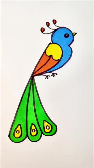 数字123画孔雀#零基础学画画 #一学就会的简笔画 #随手画 #简笔画 #京东健康春敏季