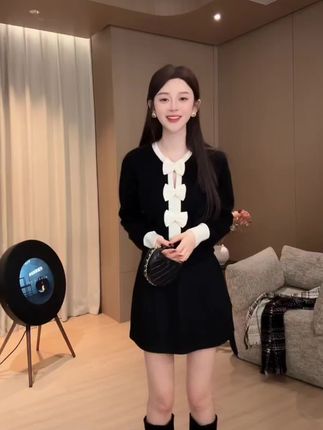 ZHEN.臻 千金慵懒撞色蝴蝶结小香风绵羊毛针织长袖上衣SY8903Z#针织上衣#小香风#精致女人必备 #谁穿谁好看系列