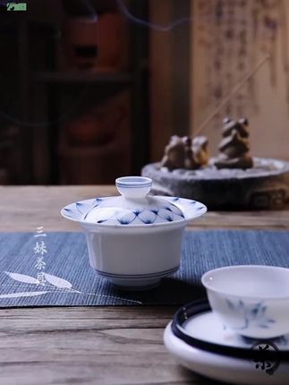 棉小城手工彩绘二才莲花盖碗茶杯功夫茶具家用会客泡茶轻奢伴手礼 #茶器茶具 #茶生活美学 #茶与生活 #召唤茶友@DOU+小助手