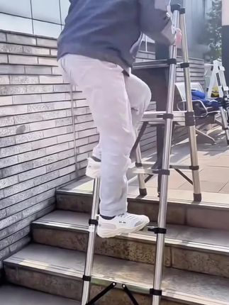 不锈钢折叠伸缩可行走人子梯#瓦工工具 #木工工具 #装修工具 #结实耐用