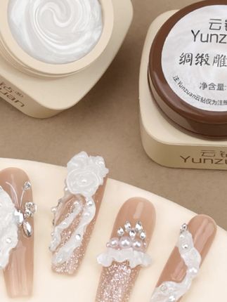 【绸缎雕花胶】白色珠光缎光不粘手软糖质地立体造型胶 #绸缎雕花胶 #造型胶 #白色珠光胶 #缎光不粘胶 #软糖质地胶