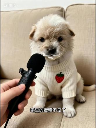 是谁偷吃了蛋糕?#ai #小狗偷吃 #是谁偷吃了我的蛋糕 #抖音萌宠出道计划 #萌宠计划