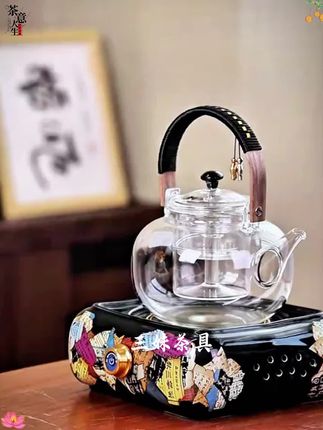 玻璃煮茶器电陶套装炉耐高温烧水壶家用养生壶蒸煮一体花茶壶 #电陶炉套装#茶生活 #煮茶器 #电热水壶
