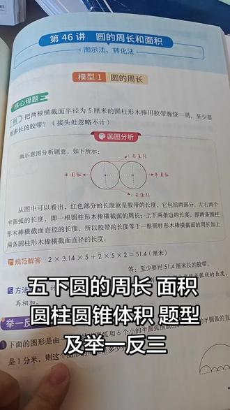 五下圆的周长 面积 圆柱圆锥体积 题型及举一反三#同款教辅#画图法解题思路#橱窗下单#通用版数学