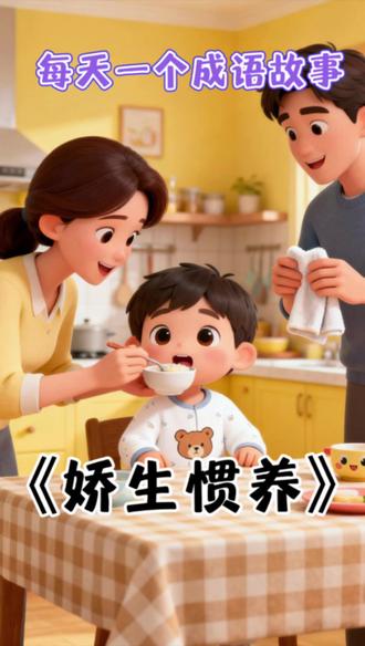 每天学习一个成语故事,“娇生惯养”,#成语故事 #成语积累 #亲子教育 #启蒙教育