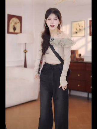 喜绚闪钻阔腿牛仔裤女春秋夏季2025新款显瘦潮流慵懒百搭直筒裤子#闪钻阔腿裤 #直筒牛仔裤怎么配上衣 #抖音小助手我要上热门🔥🔥🔥