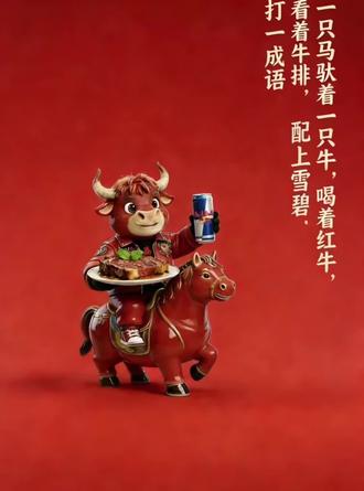 #牛年吉祥 红牛配雪碧?!#创意摆件 #生肖文化 #生活中的小惊喜 #生肖文化