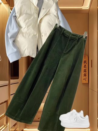 #灯芯绒裤子 #阔腿裤#休闲减龄穿搭 #慵懒风穿搭 #秋冬必备