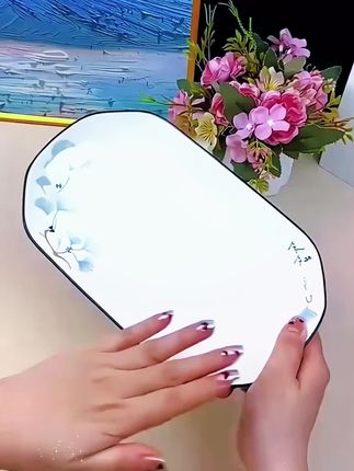 浪漫情缘鱼盘家用长方盘11英寸大鱼盘陶瓷大号蒸鱼烤鱼盘1个装#鱼盘子 #专用蒸鱼盘子 #家用清蒸鱼盘#好物分享