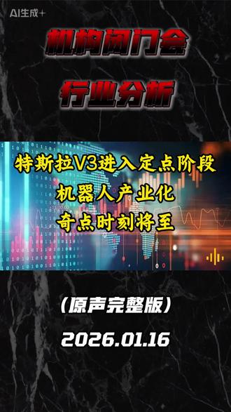 20260116特斯拉V3进入定点阶段,机器人产业化奇点时刻将至#股票 #特斯拉 #机器人