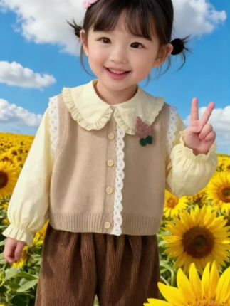 #女童秋装三件套 #女童马甲三件套 #生女儿就要这样穿 #萌娃穿搭 #女宝穿搭