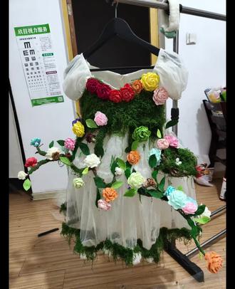 #手工制作公主裙 环保时装秀,给这个作品取个名字就叫做森林公主吧哈哈😄