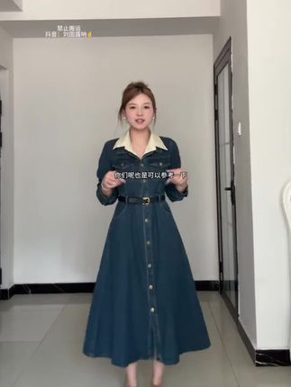 【法式复古牛仔连衣裙女春秋2025新款显瘦设计感气质裙子质感高级感】#法式复古 #春秋新款 #气质裙子 #修身显瘦 #牛仔连衣裙