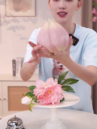 #好物推荐🔥 粉牡丹花搬新家仿真花客厅餐桌装饰床头柜高级感陶瓷摆件