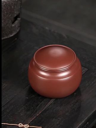 紫砂高端紫朱泥茶叶罐醒茶罐原矿好泥料手工家用储茶罐防潮大号罐#紫砂茶叶罐