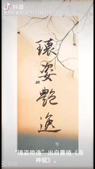 “瑰姿艳逸”出自曹植《洛神赋》。用来形容洛水女神宓妃的美貌,是文学史上描写女性之美的千古名句。指一位女子不仅长得极其美丽,而且气质出众,超凡脱俗,光彩照人。颜值和气质都达到了神仙级别的高度!#写字是一种生活 #撇捺人生 #每日分享 #创作人计划