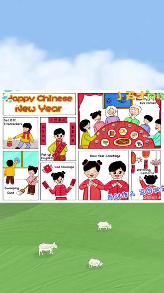 春节习俗英语手抄报电子版 #春节习俗英语手抄报 电子版Happy Chinese new year新年读书卡e099#英语春节手抄报 #英语春节习俗