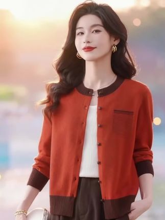 #抖音#针织羊毛衫#圆领开衫外套#新款分享 #时尚妈妈装