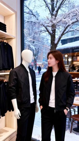 《冬窗畔的余温》
林星晚捻着发尾发呆,推门的风雪裹着熟悉身影撞入眼帘。抬眸时,沈砚的目光已落在她身上——他穿深灰呢大衣,肩头沾着细碎雪沫,冷冽肩线透着清冽气场,对上她视线时却眉眼弯弯:“等久了?”
星晚半手揣回裤兜,腕表金属边缘蹭得掌心微凉:“刚到,你不是说要出差?”他迈步走近,冷松气息混着雪意漫开,指尖轻拭她发梢碎雪:“项目提前收尾了。”目光扫过她的黑色外套,眼底漾笑:“新穿的?很衬你。”
“上周路过你工作室,顺手拿的样衣。”星晚倚住墙面,暖光裹着咖啡香漫来。沈砚忽然屈指,轻敲她腕间腕表:“这块表……”话音未落,窗外雪势骤密,他抬眼时,睫毛上的雪粒在暖光下闪着碎钻般的光。星晚忽然忆起去年冬夜,她在他工作室改样衣,他默递的热牛奶,杯沿余温与此刻他指尖触感重叠,烫得她耳尖发烫。“下次拿样衣,”他俯身凑近,声线低沉,“直接打给我,不用绕路。”落雪敲窗声里,她瞥见他颈间羊绒围巾,正是上周她随手放在他办公室的那一条#潮男穿搭 #品质男装 #时尚男装 #秋冬穿搭#气质男神