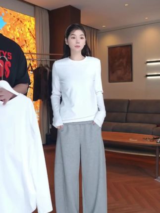 基础圆领时尚休闲长袖棉T恤 #长袖t恤 #打底衫 #休闲T恤 #tenderjinger #显瘦遮肉