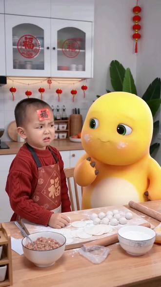 和奶龙一起做汤圆 @奶龙 #随变ai随便玩 #随便AI合拍也太好玩了吧 #AI厨房汤圆偷吃记 #破次元过新年#ai合拍也太好玩了吧