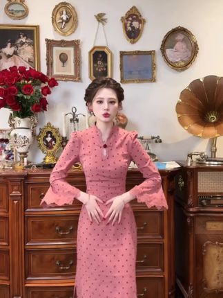一生罗曼【相思引】秋季气质新中式盘扣立领订婚结婚连衣裙#女神穿搭 #旗袍美人 #优雅气质 #穿搭分享 #气质范