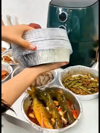 家里有空气炸锅或烤箱?专用锡纸盘得备上!比自带烤盘大,导热快受热匀,厨房好帮手,实用又实惠。#厨房好物 #空气炸锅美食 #在家做美食 #空气炸锅锡纸盘 #锡纸盘