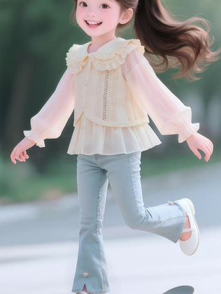 女童甜美娃娃领衬衫牛仔套装#不同身材的女生如何扬长避短 #早秋秀场抄作业告别路人感 #说好的随便穿穿去看秀 #女宝穿搭 #甜美穿搭 @抖加🔥上热门🔥dou+🔥热点宝