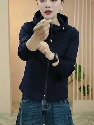 2025早秋新品时尚百搭修身显瘦洋气双拉链设计感女士长袖上衣8158#面料柔软舒适