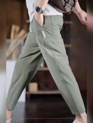 冰丝九分休闲裤男士夏季薄款宽松直筒锥形运动速干裤子男2025新款#休闲裤 #百搭裤子 #直筒裤 #男装裤子 #九分裤