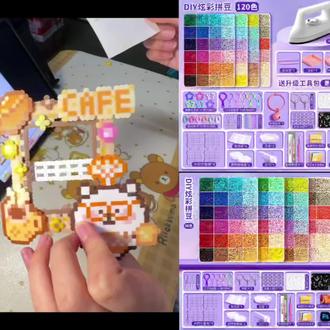 自嘲熊立体拍立得相框附教程#手作diy #拼豆#拼豆教程