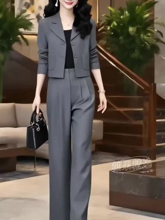高端时尚套装女西装2025秋季新款轻熟风阔腿裤气质小香风两件套潮#时尚气质穿搭 #谁穿谁漂亮 #高级感穿搭 #时尚套装